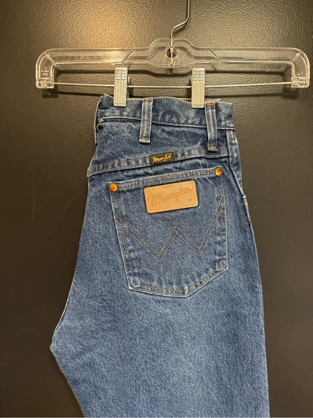 Vintage Wrangler 100% Cotton High Waisted Tall Skinny Dark Blue Denim XS/0-2